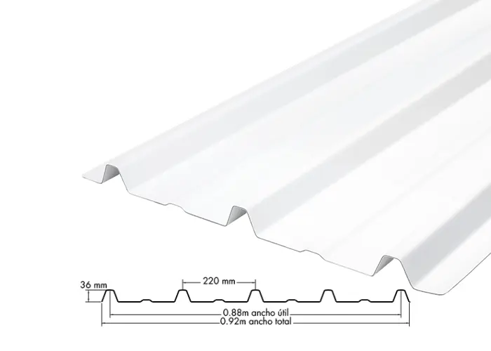 Teja Ecoroof 36 UPVC 2mm Blanco 0.92m X 1.83m