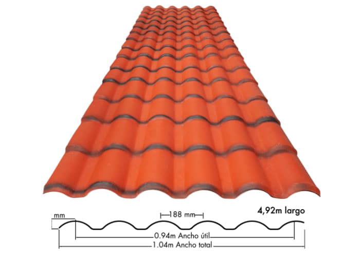 Teja Ecoroof Española 40 ASA-UPVC 2.3mm Terracota matt 1.04m X 4.92m