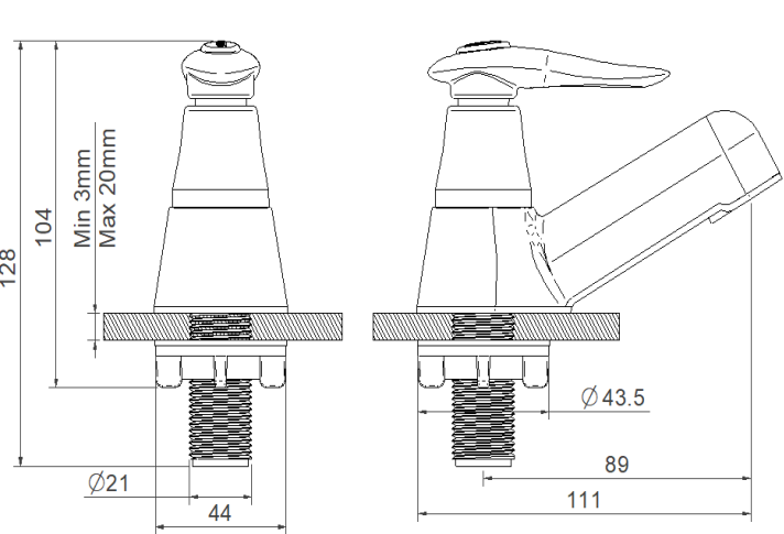 LLAVE INDIVIDUAL LAVAMANOS SLIM