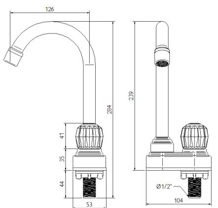LLAVE INDIVIDUAL LAVAPLATOS MESA AQUARIUS (BASE PLATAFORMA)