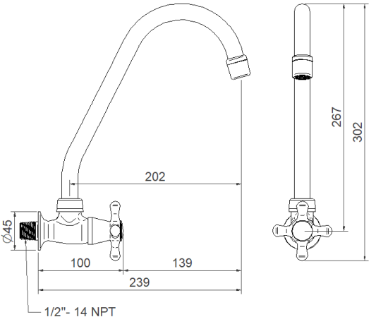 LLAVE INDIVIDUAL LAVAPLATOS PARED ANTIUS