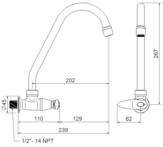 LLAVE INDIVIDUAL LAVAPLATOS PARED SLIM
