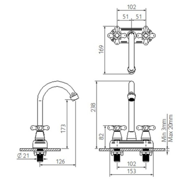 MEZCLADOR LAVAMANOS 4″ ATRATO