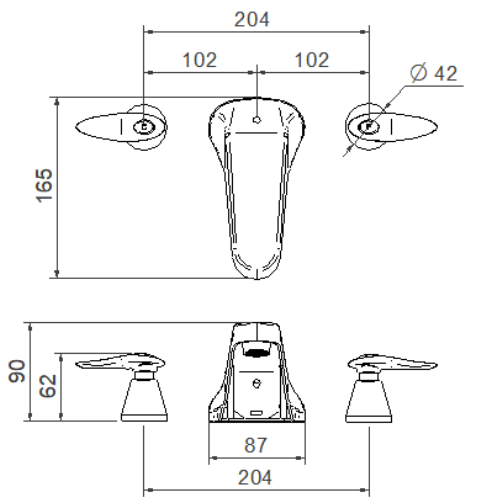 MEZCLADOR LAVAMANOS MESA 8 PULG. SLIM